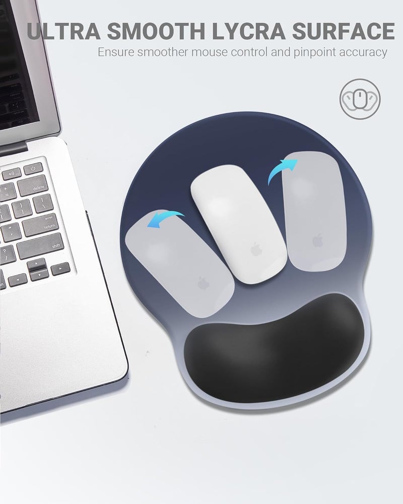 Laborio Ergonomic Mouse Pad with Wrist Rest, Large Mousepad(10.6'' x 9''), Wrist Support Mouse Mat with Non-Slip Base, Pain Relief for Laptop & Computer(Gradient Blue Black) - Image 5